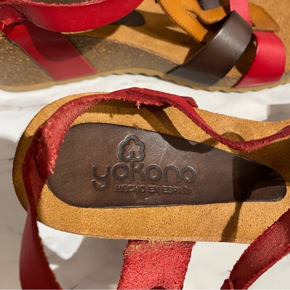 Yokono wedge sandals leather cork Lady Bug stamp made in Spain - Picture 13 of 13